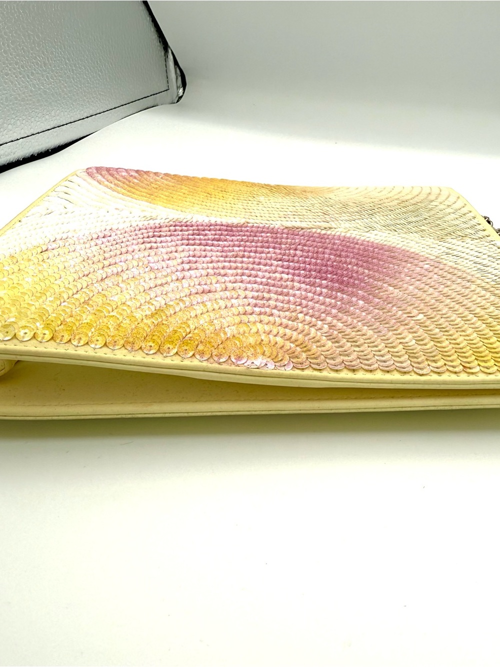 Chanel Iridescent Pink & Gold Square Sequin Party Bag - Picture 5 of 9